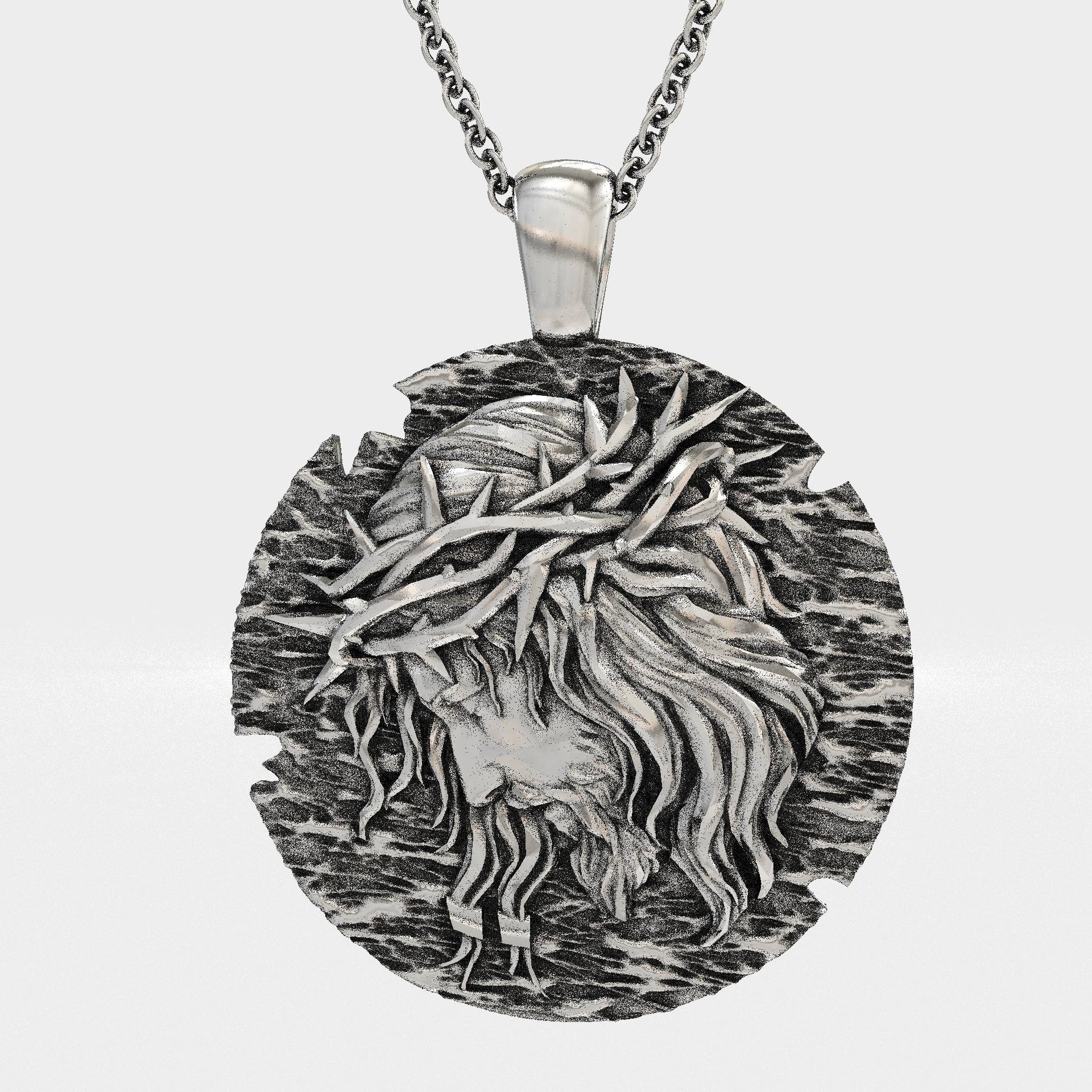 Sterling Silver Jesus Christ Necklace for Men